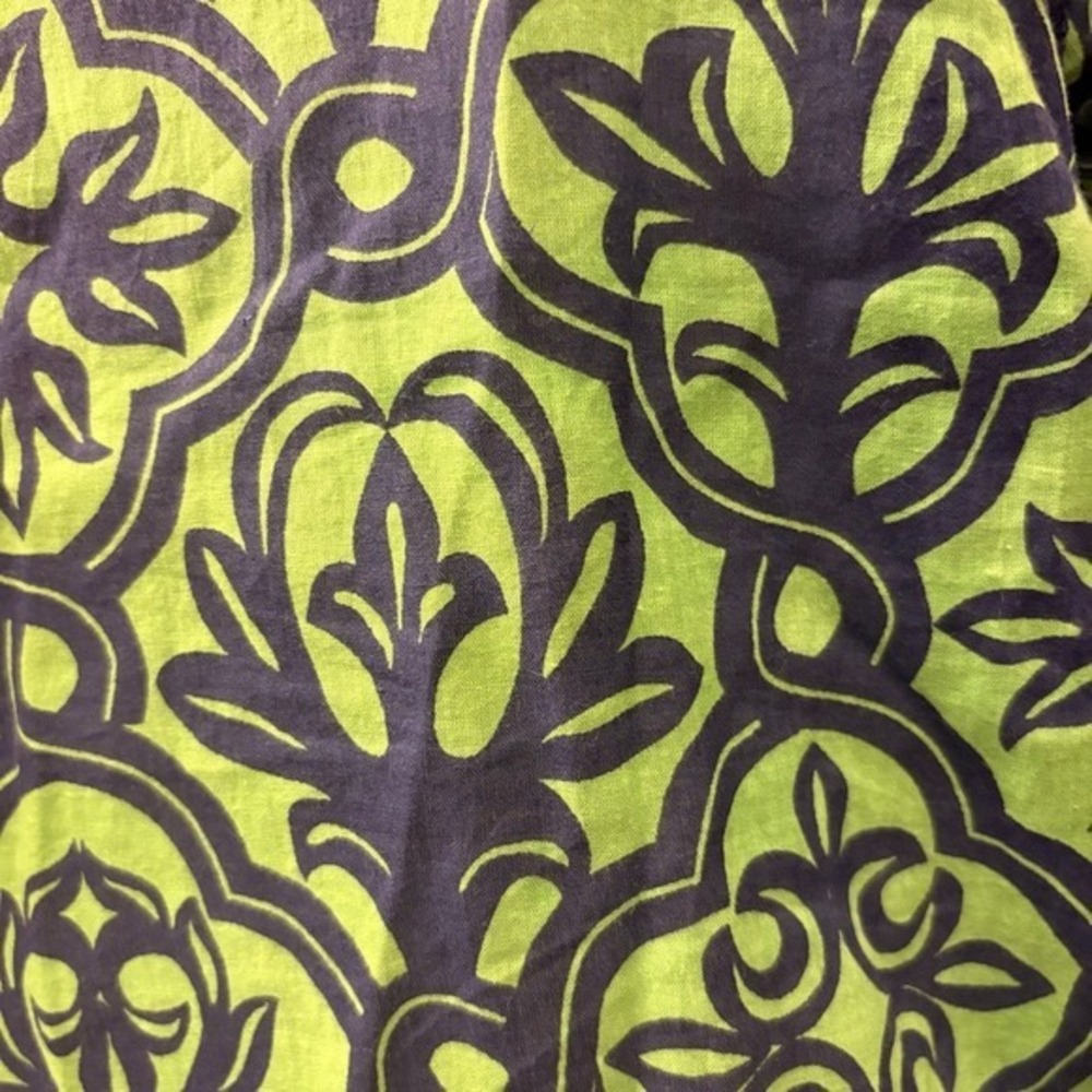 Gretchen Scott Cotton Voile Funnel Top Wall of Secrets Tunic Green/Navy (Large) - Picture 2 of 8